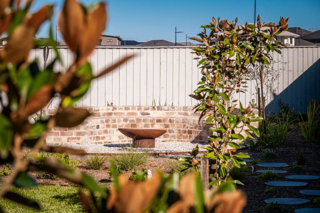 macarthur landscaping fire pit pavers and path
